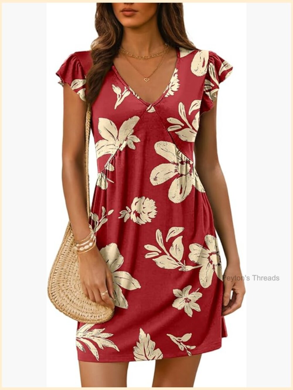 Deep V Neck Sleeveless Floral Mini Summer Dress Casual Beach